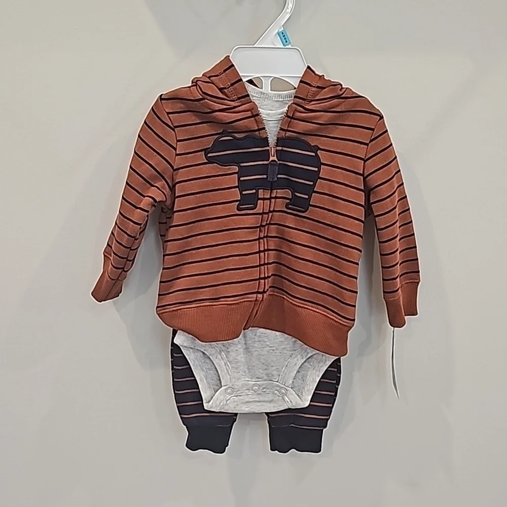 Carter's Baby Boy (6M) 3-Piece Set With Hooded Bear Jacket, Onesie, Pants